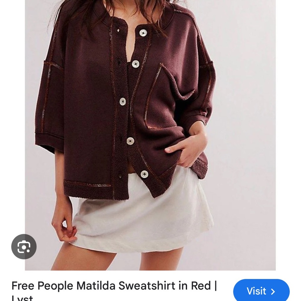 Free People Matilda Chocolate Brown Cropped Cardigan - Picture 2 of 4